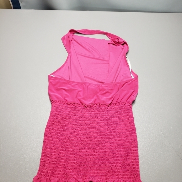 dots pink stretchy halter top women's size medium - Picture 5 of 9